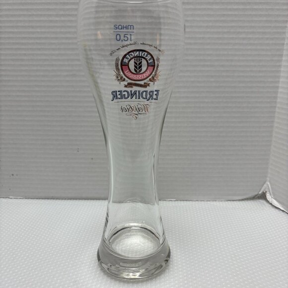 ERDINGER WEISSBRAU BEER GLASSES 20 OZ - 10" Tall Gold Etching - 2143 - Picture 5 of 6